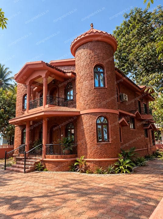 Turreted house built in laterite over several storeys